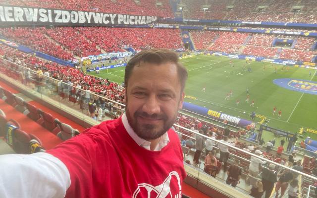 Nowy prezydent Krakowa Aleksander Miszalski świętował zdobycie przez Wisłę Pucharu Polski na Stadionie Narodowym