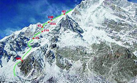 Według ostatnich informacji nasi himalaiści są na wysokości 5050 m (punkt C1) próbują dostać się do punktu C1 A (5500 m) lub od razu C2 (5750 m)