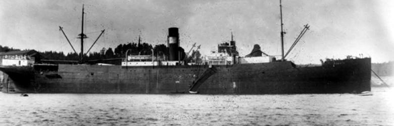 S/s Mercator, którego załoga została internowana w Gdańsku we wrześniu 1944 r. Zdjęcie pochodzi z lat 20., kiedy statek pływał pod pierwotną nazwą Maudie.