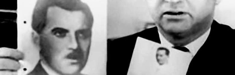 Tuwia Frydman w czasie wizyty w Nowym Jorku w 1971 r. W ręce trzyma zdjęcie Josefa Mengele, którego zresztą nigdy nie odnalazł