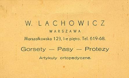 Wizytówka przedwojennej firmy Władysława Lachowicza