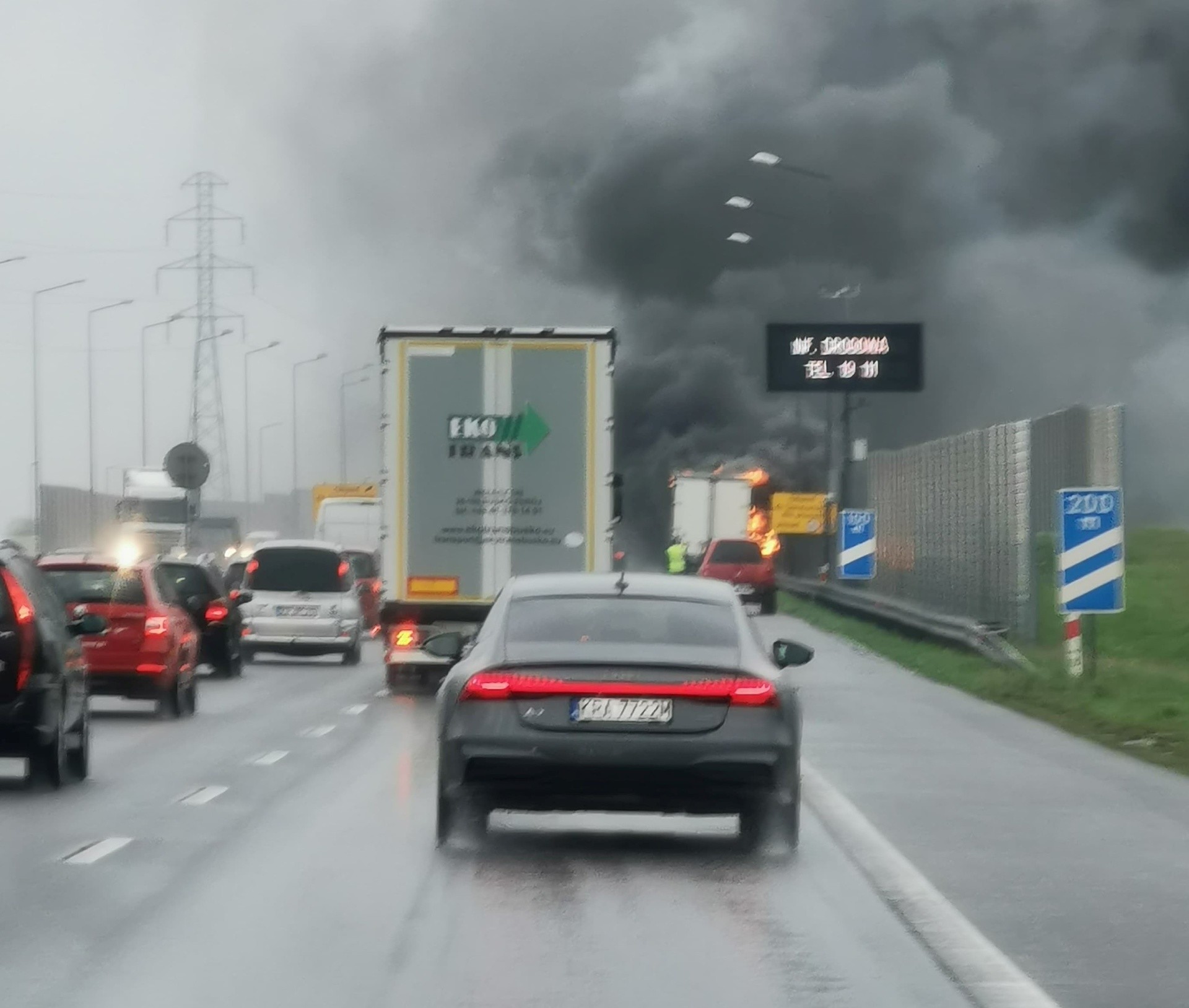 Pożar na autostradzie A4. Pod Krakowem zapalił się