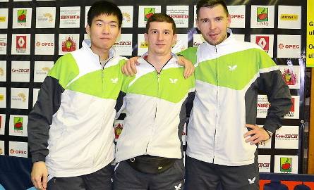 Emocje, jakich dotąd w Grudziądzu nie było, zapewniają nam (od lewej): Huang Sheng Sheng, Tomislav Kolarek i Bartosz Such - drużyna superligi Olimpi