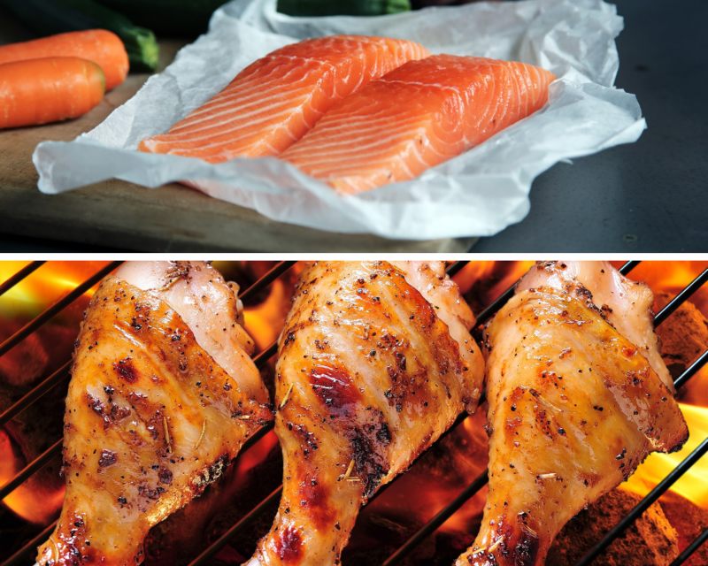 Co ma więcej białka: filet z łososia czy udko kurczaka?